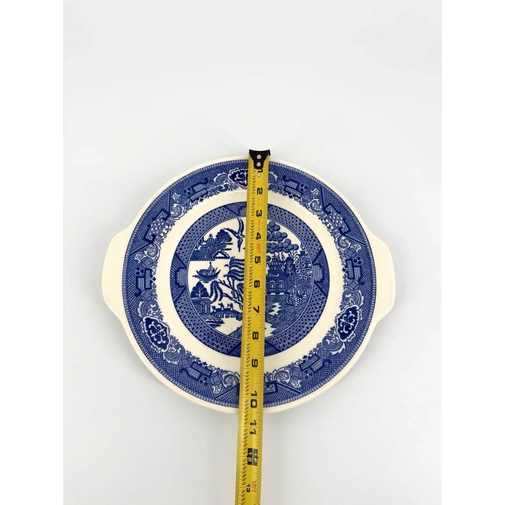 Royal China Willow Ware Blue White Ironstone Platter, Willow Pattern, Handles